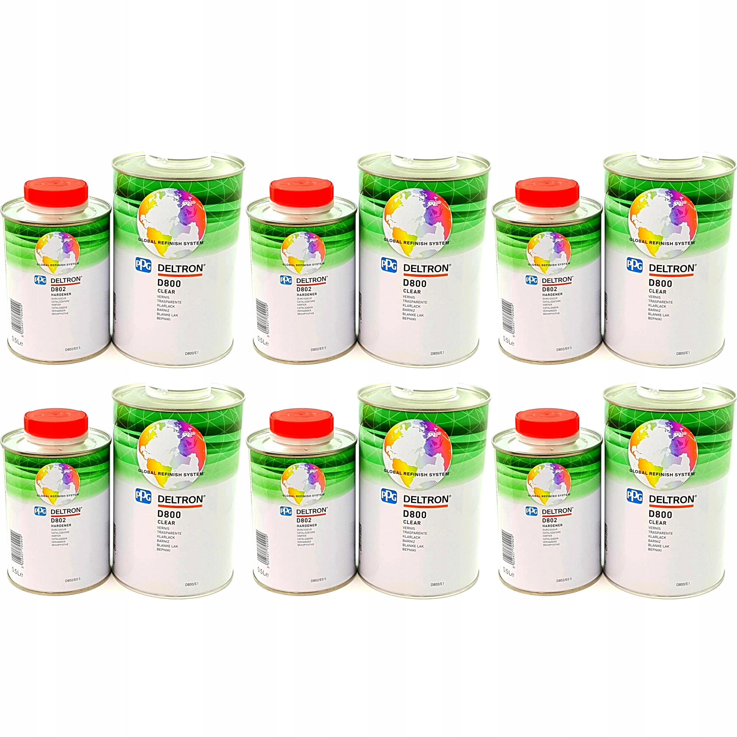 Lakier bezbarwny z utwardzaczem PPG D800/E1 1+0,5l Zestaw 6 kompletów
