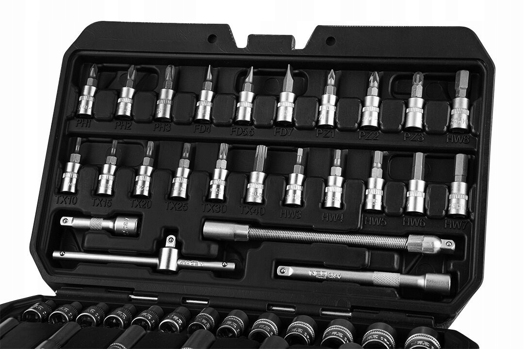 Klucze nasadowe 1/4", zestaw 55 elementów Neo 10-201 PH, PZ, TX, HEX i SL - obrazek 5
