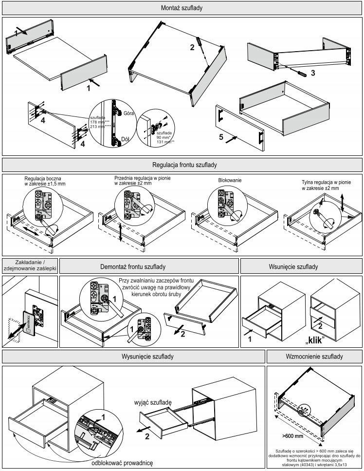 Szuflada Sevroll Box SLIM 3D L-400mm niska H-90mm grafit 35kg - obrazek 2