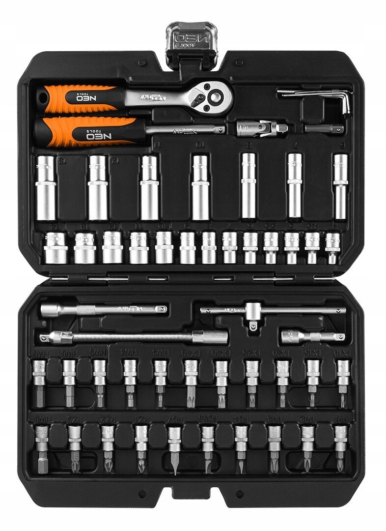 Klucze nasadowe 1/4", zestaw 55 elementów Neo 10-201 PH, PZ, TX, HEX i SL - obrazek 3