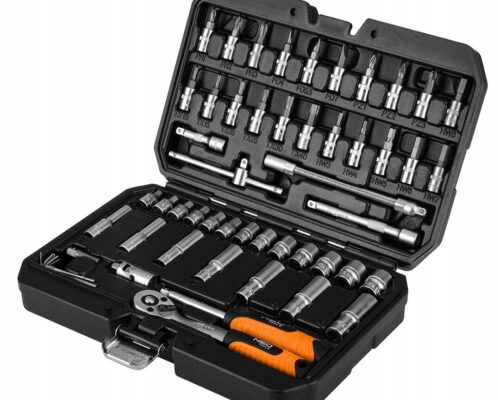Klucze nasadowe 1/4", zestaw 55 elementów Neo 10-201 PH, PZ, TX, HEX i SL